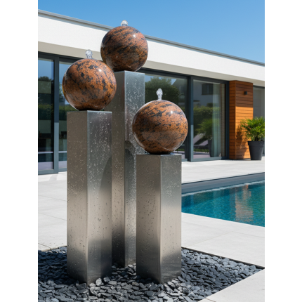 Edelstahl Gartenbrunnen Kiel 3er SET 125S25