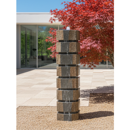 Gartenbrunnen Basalt Skulptur Wassersäule