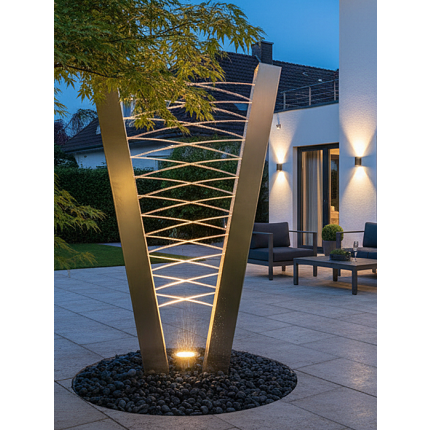 Designer Gartenbrunnen Morris Edelstahl