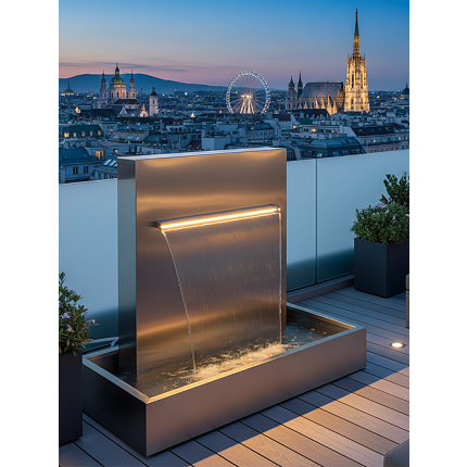 Exklusiver Wasserfall mit klarer, minimalistischer Formensprache