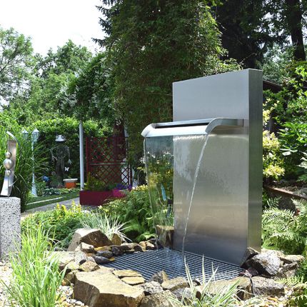Edelstahl Garten Wasserfall Panorama 140