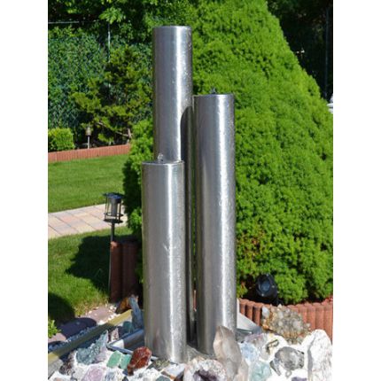 Gartenbrunnen Edelstahl Rundsäule 3er SET 80S10 Bild 01
