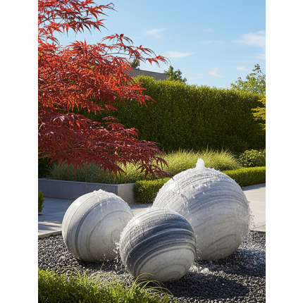 Gartenbrunnen Marmor Planet Trio 30 LED