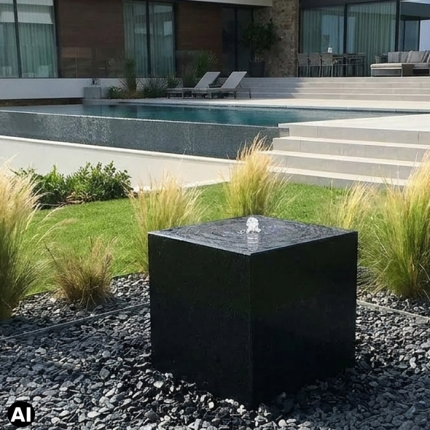 Granit Gartenbrunnen Modell Cubo