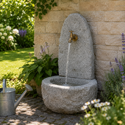 Wandbrunnen aus Granit - Natürliche Wasserentnahmestelle perfekt für Ihren Garten